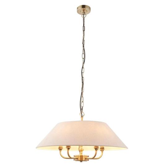 mediteransky jedalen lampa 5 ziaroviek elegantny luster zlaty mosadz osvetlenie bronz klasicky country vincent textilny tienidlo zavesny spalna jedalen.jpg